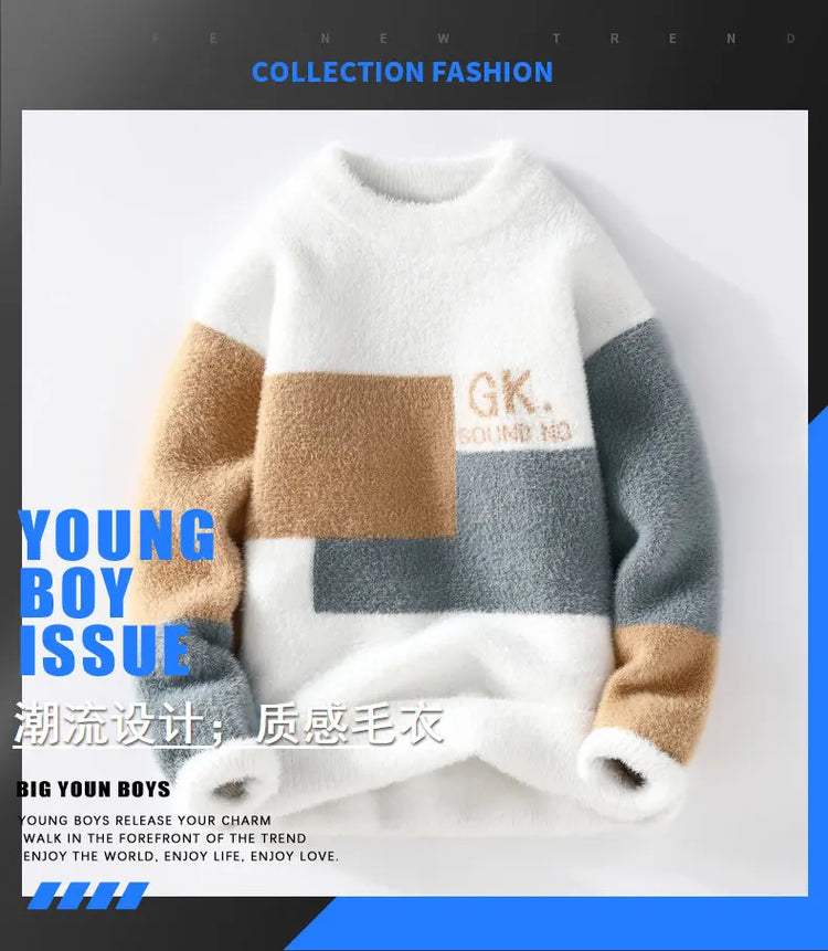 Sweaters men 2025 Winter Letter pattern thick sweater men Student youth sweaters autumn Men's wool pullovers full size S-3XL