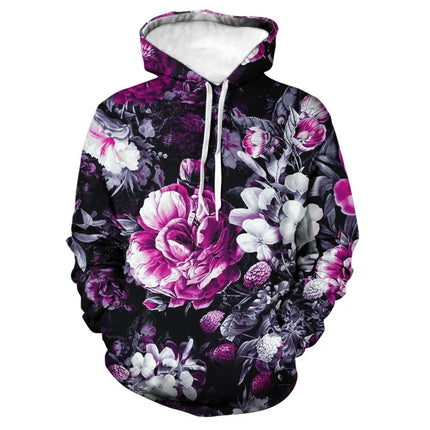 Fashion Rose Floral Hoodies Flower 3D Print Men Women Hip Hop Streetwear Hooded Sweatshirts Oversized Pullovers Top Man Clothing
