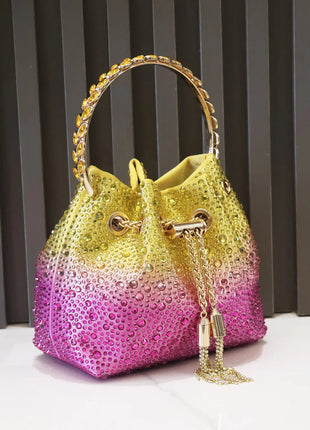 Handle Rhinestones Evening clutch Bag Purses and handbag luxury Designer shoulder bag Shiny Crystal Clutch purse bucket bag PlatiNum