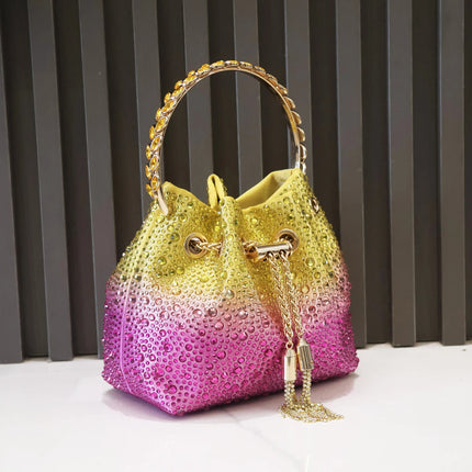 Handle Rhinestones Evening clutch Bag Purses and handbag luxury Designer shoulder bag Shiny Crystal Clutch purse bucket bag PlatiNum