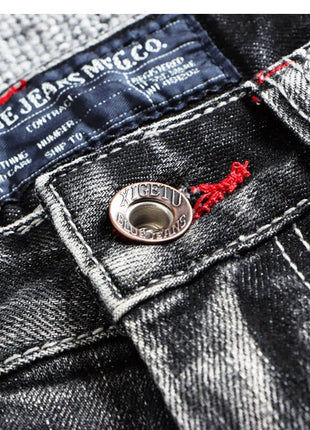 Italian Style Fashion Men Jeans Retro Gray Elastic Slim Fit Ripped Jeans Men Trousers Vintage Designer Casual Denim Pants Hombre PlatiNum