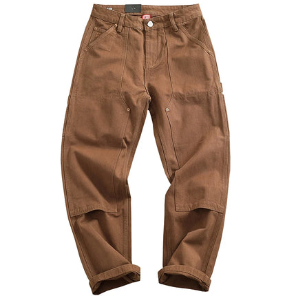 2025 Spring and Autumn New American Retro Heavyweight Patchwork Cargo Pants Men's Fashion Multi-pocket Casual Loose Trousers