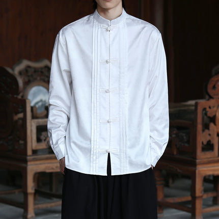 Camicie con stampa Abito tradizionale cinese Tang Camicie comode e traspiranti retrò Kung Fu Tai Chi Camicette casual Abbigliamento da uomo