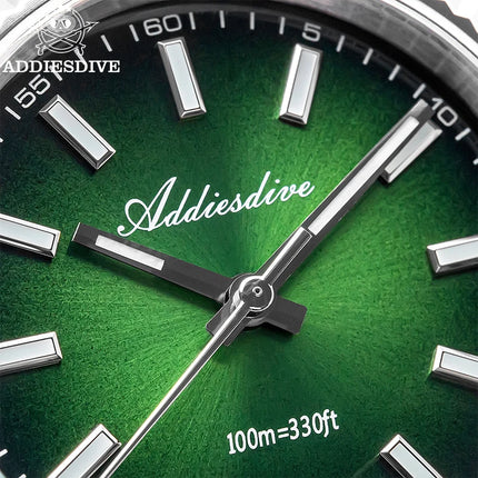 ADDIESDIVE Men Watch 36mm New Quartz Wristwatch AD2073 Sapphire Sunburst Dive 100m Waterproof BGW9 Luminous Dress Watch for Men