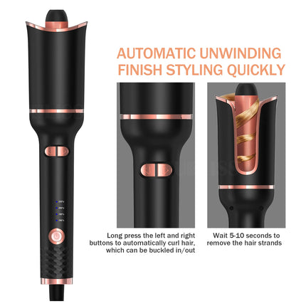 Automatic Hair Curler-123, Auto Hair Curling Iron Ceramic Rotating Air Curler, Air Spin Wand Styler Curl Machine Magic Hair Curler Portable