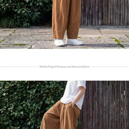 Pantaloni casual da uomo tinta unita primavera estate comodi e alla moda a gamba dritta, pantaloni giapponesi leggeri e sottili Harun a gamba larga