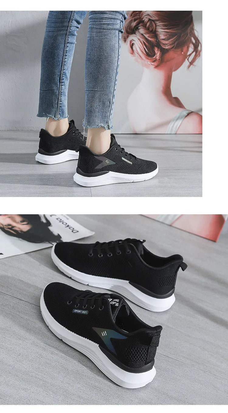 2025New Women's Trendy Sports Shoes Fashion Mesh Casual Shoes Lightweight Breathable Running Shoes PlatiNum