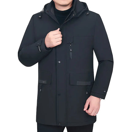 Men's Detachable Liner & Hat Puffer Coats Business Casual Hooded White Duck Down Jackets 2026 Winter Outwear Windproof Top Parka