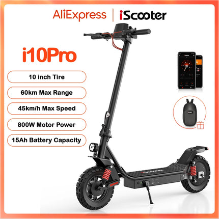 IScooter i10Pro Scooter elettrico da 10 pollici 800W 15Ah Scooter 45 km/h monopattino elettrico 60KM gamma potenti Scooter con APP