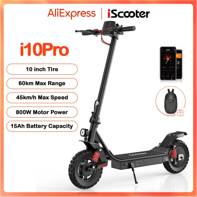 IScooter i10Pro Scooter elettrico da 10 pollici 800W 15Ah Scooter 45 km/h monopattino elettrico 60KM gamma potenti Scooter con APP