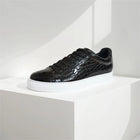 Leather Sneakers Men Calfskin Stone Pattern Casual Shoes Lace Up Flats Daily Footwear