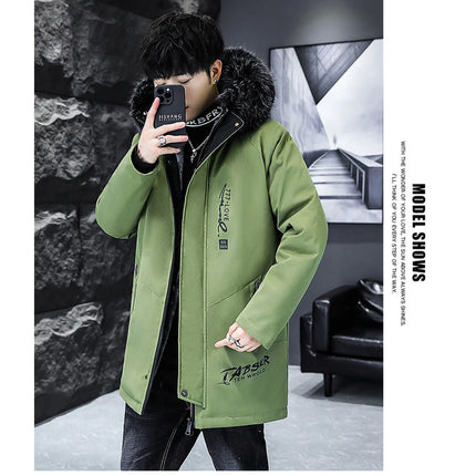 Winter Men's Long Down Jacket Fashion Male Thermal Parkas Coats Casual Men Classic Fur Collar Warm Padded Jackets Clothing 5XL
