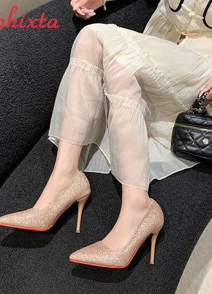 Aphixta Oro Argento Nero Décolleté con tacco alto a spillo da 3,54 pollici Décolleté da donna per tutte le stagioni Scarpe da festa con punta a punta di grandi dimensioni 49 50 platinumshop