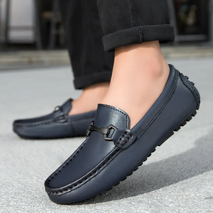 Mocassini in Pelle da Uomo Stile Britannico, Traspiranti, Slip-on, per Guida e Outdoor, Scarpe Casual Classiche Fatte a Mano, Design Elegante