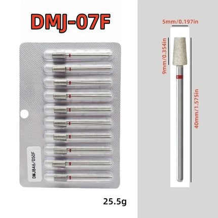 10Pcs/set Diamond Nail Drill Bit Set Nail Diamond Milling Cutter for Manicure 3/32" Burr Electric Nail File Cuticle Remover Tool 2028