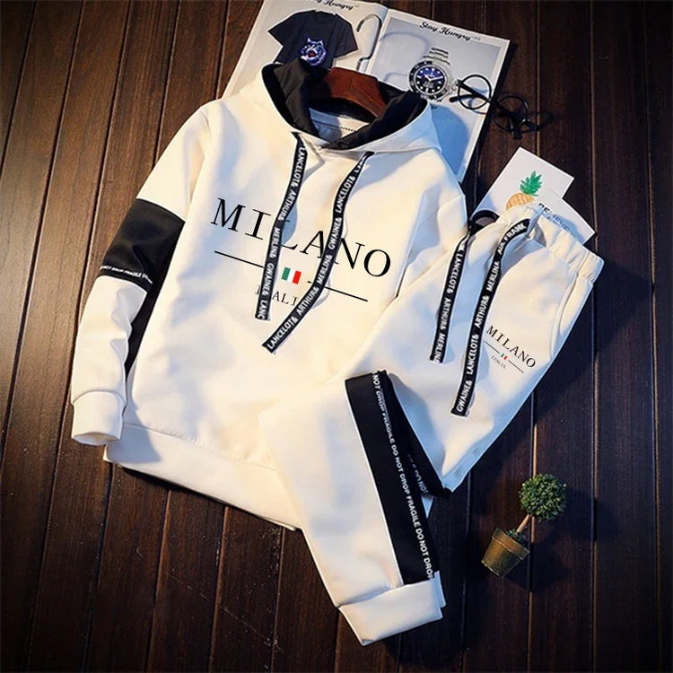 Hot Sales Mens Tracksuit Casual Print Sweatshirts Single Piece Hoodie Pants Sports Jogging Mens Clothing AutumnWinter Sportswear
