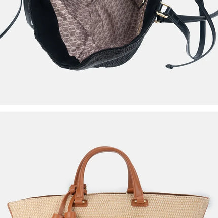 2026SS Eco-friendly Woven Straw Bucket Bag, Large Capacity, Beach Bag, Women's Shoulder Bag for Shopping