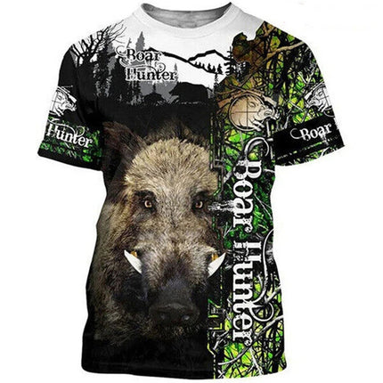 Men's Camo Hunting Wild Boar 3D Print T-Shirt Sport Short Sleeve Tee Tops Casual O Neck Streetwear T-shirt Men's Clothing