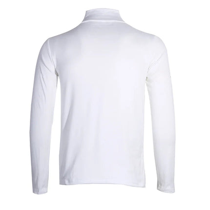 Men's High Neck T-shirts Fashion Solid Slim Long Sleeve T-shirt Male Long Sleeve Basic Bottoming Shirt Fashion Slim-Fit Tops PlatiNum