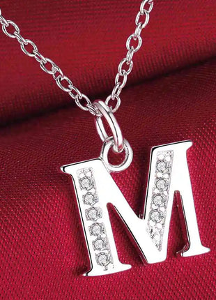 26 Letters 925 Sterling Silver Necklace Pendant Zircon For Women Exquisite Student Girlfriend Jewelry Accessories Wedding Gift PlatiNum