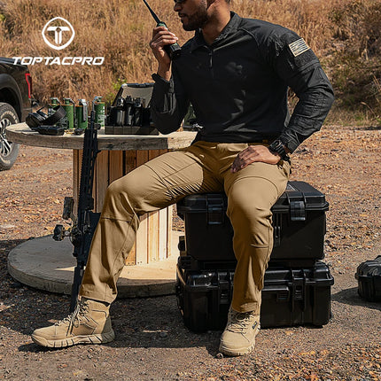 TOPTACPRO Men's Flex Ripstop Water-Resistant Lightweight Stretch Cargo Trousers for EDC Outdoor Work Hiking 8201