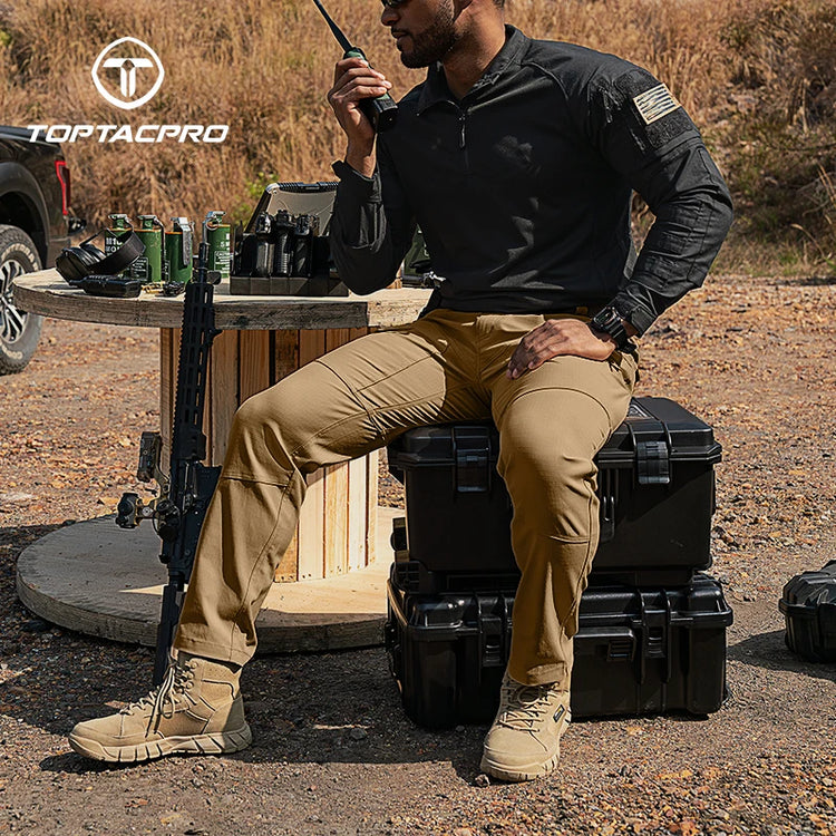 TOPTACPRO Men's Flex Ripstop Water-Resistant Lightweight Stretch Cargo Trousers for EDC Outdoor Work Hiking 8201
