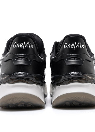 Scarpe da Corsa ONEMIX per Uomo, Tendenza Autunno Inverno, Morbide ed Elastiche con Assorbimento degli Urti, Tomaia in Pelle, Suola Spessa, Stile Sportivo Casual PlatiNum