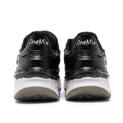 Scarpe da Corsa ONEMIX per Uomo, Tendenza Autunno Inverno, Morbide ed Elastiche con Assorbimento degli Urti, Tomaia in Pelle, Suola Spessa, Stile Sportivo Casual PlatiNum