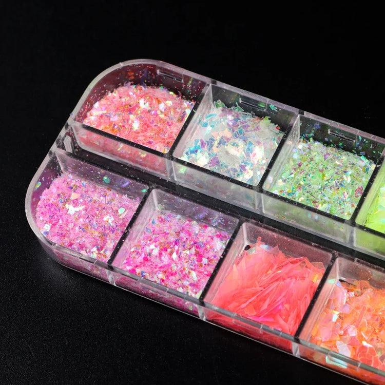 12 Grids Aurora Chameleon Nail Glitter Flakes Irregular Crystal Glass Sequins Powder Shiny Mermaid Paillette Nail Art Decoration 2026