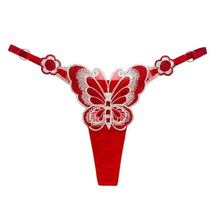 SP&CITY Butterfly Embroidery Lace Hollow Out Sexy Women's Thongs Low Waist Mesh Transparent Erotic Underpants Soft Thin T String