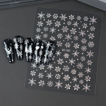 2pc Holographic Christmas Nail Art Stickers Iridescent Laser Snowflake Deer Tree Winter Slider Decals New Year Manicure 2027
