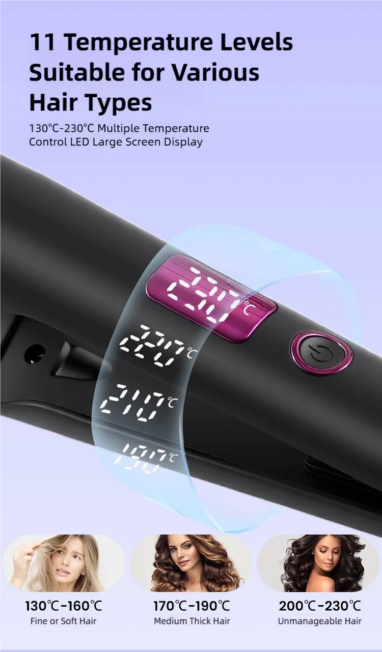 TINSOL New 2-in-1 Curling Iron & Straightener Multi-Function Hair Styling Tool Dual-Purpose Curling and Straightening Iron