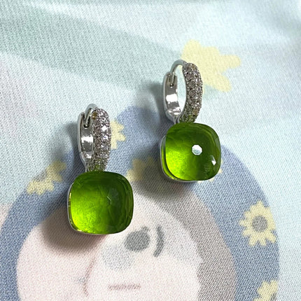 Classic Candy Color Earrings Inlay Transparent Zircon 27Colors Crystal Earrings Platinum Plated Fashion Jewelry For Women PlatiNum