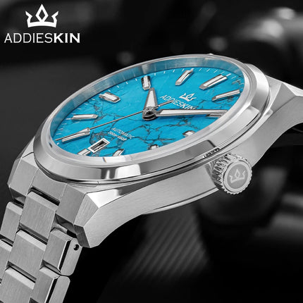 AddiesKIN K010 Turquoise Dial Automatic Mechanical Watch 20Bar Waterproof Sapphire Glass 9015 Movement BGW9 Luminous Men's Watch