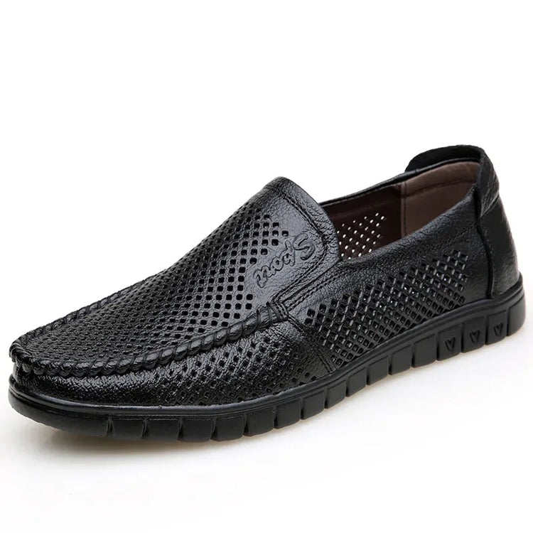 Moda scarpe in vera pelle da uomo piatte traspiranti estive scarpe casual da uomo morbide e confortevoli calzature maschili in pelle KA3559