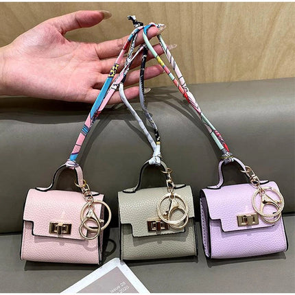 Brand Fashion Coin Purse Luxury Simple Flip Small Bag High-end Bag Pendant Exquisite Lock Silk Scarf Mini Lipstick Headphone Bag PlatiNum