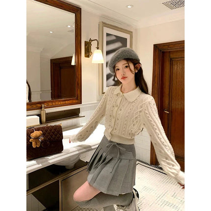 MEXZT Streetwear Woolen Mini Skirt Women Harajuku Bow Lace Up Black Pleated Skirts Autumn Winter Fashion Korean Preppy Faldas PlatiNum