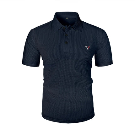 Men's Short Sleeve Summer T-Shirt with Ice Silk Lapel, Men's Top