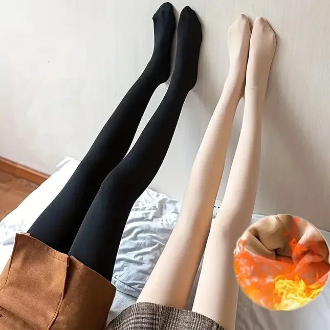 Women Winter Thicken Leggings Warm High Waist Solid Color Velvet for Female Thickened Velvet Pantyhose Stretchy Black Tights PlatiNum