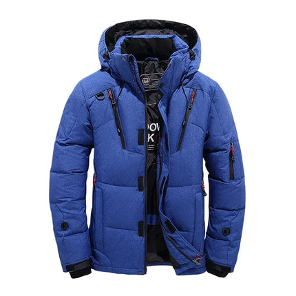 Winter White Duck Down Jacket Men Travel Hiking Thicken Warm Hooded Puffer Jackets Windproof Overcoat Down Coat Male Clothing