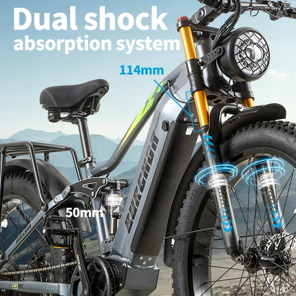 BURCHDA RX80 Bicicletta Elettrica da Montagna 1000W 50KM/H, Batteria al Litio 48V20AH, Pneumatici Fat 4.0 da 26 Pollici, E-Bike per Adulti