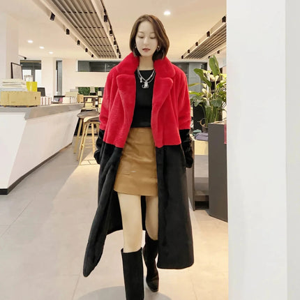 Cosy Loose Faux Fur Coat Womens Faux Fur Fuzzy Hooded Fluffy Ears Surcoat Overcoat Woman Winter Warm Outerwear Snowy Day Wrap