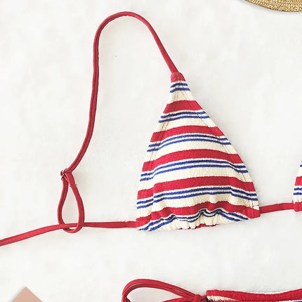 Women's Sexy Push-up Two-piece Swimsuit 2026, Striped Micro Bikini, Trendy Beach Set