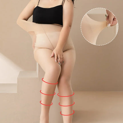 Plus Size Tights High Waist Anti-hook Tear-resistant Super Elastic Sheer Nylon Pantyhose Stocking large up to 110kg for Women