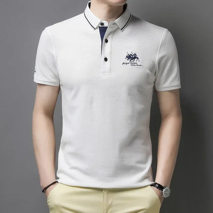 Men's Embroidered Short Sleeve Polo Shirt Casual Fashion Comfortable Summer Top