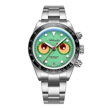 ADDIESDIVE Top Brand AD2557 Men's Luminous Watch Chronograph 100m Waterproof Eye Dial 316L Stainless Steel NEW Quartz Watches
