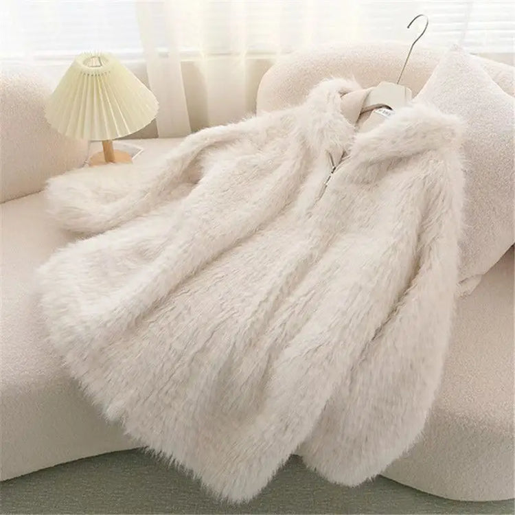 Cute rabbit ear lamb plush coat for women, 2024 autumn and winter new loose and thick hooded sweater, outerwear top