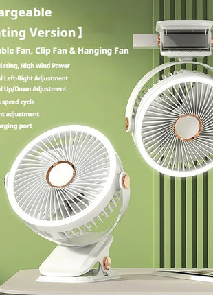 Ventilatore Portatile con Clip e Luci LED, 3 Velocità Regolabili, Silenzioso, da Scrivania, per Casa, Camera da Letto e Campeggio