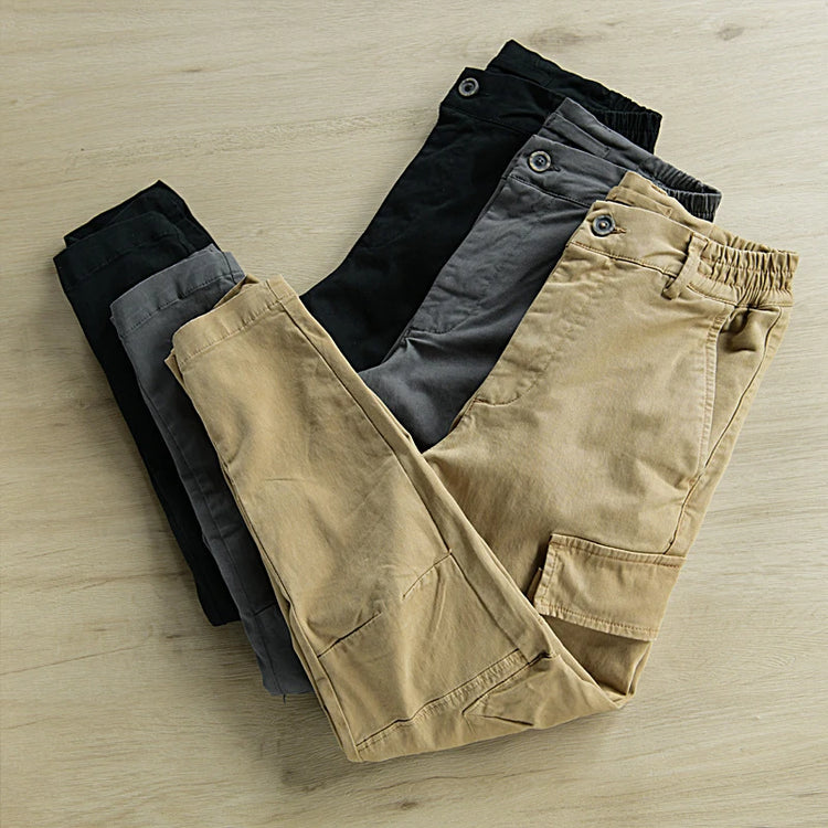 Outdoor Casual Men's Multi Pockets Cargo Pants 2025 Spring Fall Daily Fashionable Men Trousers Streetwear Mens Solid Color Pants