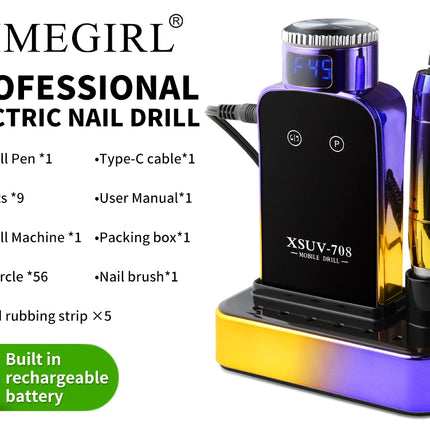 45000RPM Electric Nail Drill Professional Rechargeable Machine Low Noise Nails Sander File Polishing Set For Manicure Salon Tool